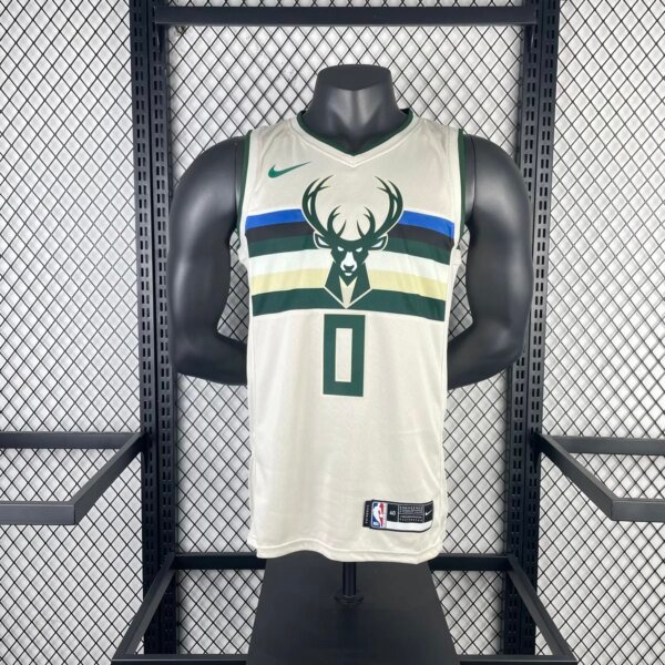 2019 Bucks White NBA Jersey - Image 6